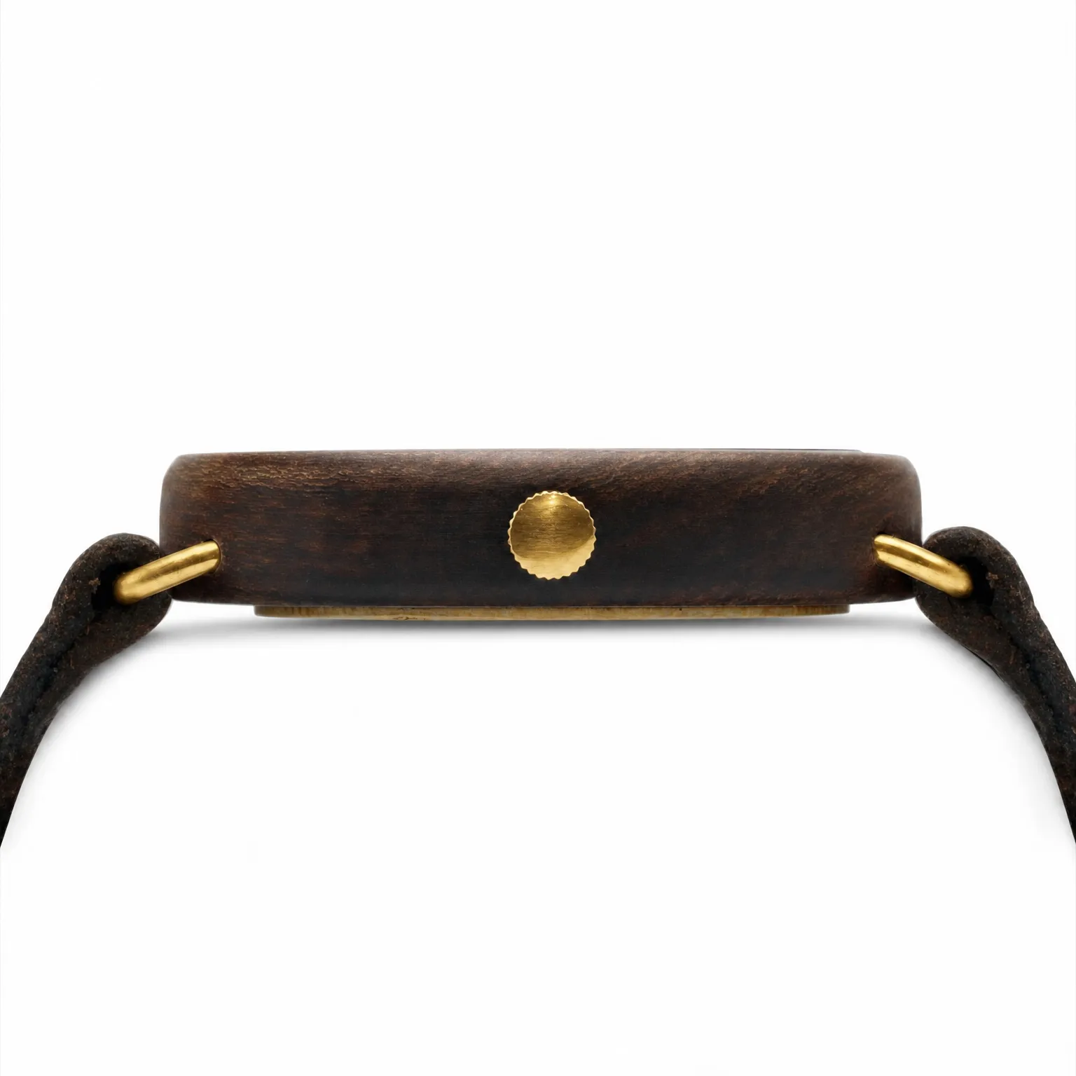 Albatross Walnut — handmade wooden watch by Bettél, gold metal, view 6 of 6